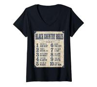 Women's Black Country Rules Yam Yam Dialect V-Neck T-Shirt
