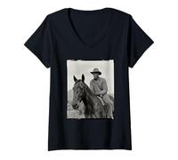 Womens Black Cowboy Pride Western History Vintage Rider Women Men V-Neck T-Shirt