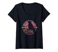 Womens Black Crow Gift Viking Raven Silhouette Crows Bird V-Neck T-Shirt