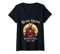 Womens Black Death European Tour Plague Doctor V-Neck T-Shirt
