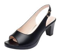 Women's Black Dress Pump Clearance Size 6 Peep Toe Patent Chunky Block Mid High Heel Slingback Sandals Wedding Slip-On Pumps Court Shoe YL250522 Matte Black Footwear