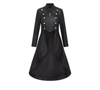 Womens Black Edwardian Gothic Full Length Leather Punk Coat