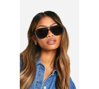 Womens Black Frame Aviator Sunglasses - One Size, Black
