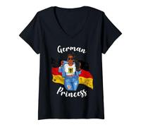 Women's Black German Princess of Germany African V-Neck T-Shirt