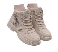 Women's Black High-Top Trainers with Lace Front and Contrasting Sole | The ankle-height upper has metal eyelets and a lace front, set above a thick light-coloured sole for a casual high-top