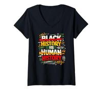Women's Black History is Human History Truth Unity V-Neck T-Shirt