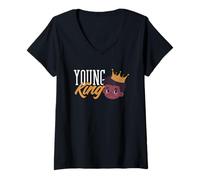 Womens Black History Month Young Black King Boy V-Neck T-Shirt