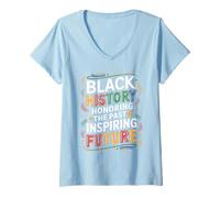 Womens Black History Tree of Knowledge Design V-Neck T-Shirt