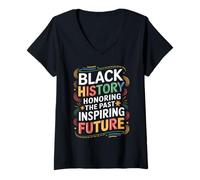 Womens Black History Tree of Knowledge Design V-Neck T-Shirt