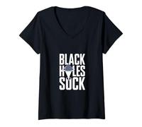 Women's Black Holes Suck Funny Space Joke V-Neck T-Shirt