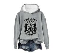 Womens Black Hoodie I Wouldn't Pass A VetCheck Women's Fashionable Youth Campus Top Printed Floral Sweatshirt Hoodie Funny Horse Hoodie Women'S eece Jacket (Grey, L)
