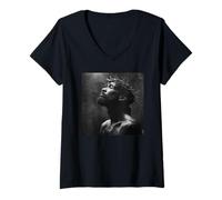 Womens Black Jesus, Christianity, Church, Christ, Jesus V-Neck T-Shirt