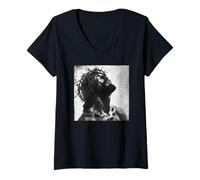 Womens Black Jesus, Christianity, Church, Christ, Jesus V-Neck T-Shirt