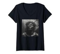 Womens Black Jesus Smokes, Christianity, Church, Christ, Jesus V-Neck T-Shirt