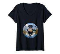 Womens Black Lab Labrador Hunting Ducks Waterfowl Yellow lab V-Neck T-Shirt