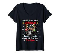 Womens Black Labrador Christmas Probably Just Gonna Jingle Im Tired V-Neck T-Shirt