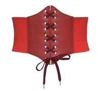 Women's Black Lace-up Corset Elastic Wide Belt Tied Waspie Waist Belt Stretchy Cinch Belt Retro Theme Party Elastic Wide Belt Corsets Belt Faux Leather Shapewear Waist Cincher for Halloween 98CM