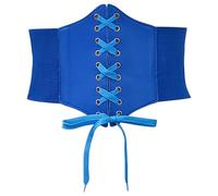 Women's Black Lace-up Corset Elastic Wide Belt Tied Waspie Waist Belt Stretchy Cinch Belt Retro Theme Party Elastic Wide Belt Corsets Belt Faux Leather Shapewear Waist Cincher for Halloween 98CM