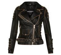 Women's Black Leather Biker Brando Motorcycle Jacket
