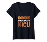 Women's Black Licensed Practical NICU Funny Element Proud Afro V-Neck T-Shirt