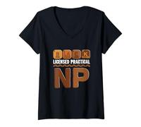 Women's Black Licensed Practical NP Funny Element Proud Afro V-Neck T-Shirt
