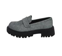 Womens Black Loafers Comfort Shoes Women UK Casual Shoes Women Winter Boots Retro Thick One Foot Lefou New Small Leather Round Head Thick with Single Large Size Casual Medium (Grey,7.5)
