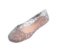 Womens Black Loafers Comfortable Shoes Women Thick Sole Sandals for Women Beach Jelly Shoes Summer Soft Hollow Ballet Neutral Sandals Flat (Grey,4)