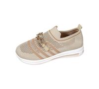 Womens Black Loafers White Shoes for Women Casual Womens Shoes Size 9 Women's Spring and Summer New Fly Weaving Hollow Colorblocking Upper Metal Chain Slope Heel Casual High Tops (Beige,5)