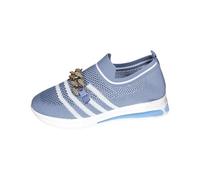 Womens Black Loafers White Shoes for Women Casual Womens Shoes Size 9 Women's Spring and Summer New Fly Weaving Hollow Colorblocking Upper Metal Chain Slope Heel Casual High Tops (Blue,7)