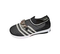 Womens Black Loafers White Shoes for Women Casual Womens Shoes Size 9 Women's Spring and Summer New Fly Weaving Hollow Colorblocking Upper Metal Chain Slope Heel Casual High Tops (Black,6)