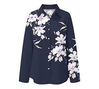 Women's Black Long Sleeve Elegant Shirt Blouse Graphic Abstract Button Print Long Sleeve Casual Everyday Basic Shirt Collar Regular T-Shirt Blouse Red Women's Size 50, blue, XL