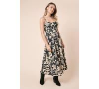 Womens Black Palm Twist Detail Strappy Midi Dress Black 14