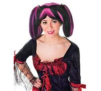 Women's Black & Pink Streaks Steampunk Wig (Pack of 1) - Realistic Design, Perfect Accessory for Themed Parties, Conventions, Cosplay, & More Halloween Halloween