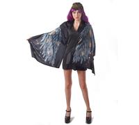 Women's Black Poncho Angel Wings Costume