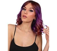 Women's Black- Purple Brown red Gradient Small Wave Pixie Cut Short Wig Heat-Resistant Synthetic Short Curly Wig Suitable for Daily Party Cosplay wear Photo Color,12in (Photo Color 12in)