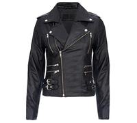 Women's Black Retro 100% Nappa Real Leather Biker Jacket Soft Multi Zip Coat (2XL)