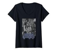 Womens Black Sabbath Official B&W Band Photo V-Neck T-Shirt