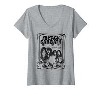 Womens Black Sabbath Official World Tour 78 B&W V-Neck T-Shirt