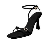Women's Black Sandals with Stiletto Heel - Women's Summer Casual Work Slippers Breathable Lightweight Comfortable Non-Slip Outdoor Wedding Slippers Slave Ceremony, Black, 7 UK