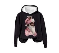 Women's Black Santa Print Hoodie Cute Santa Christmas Winter Clothing Sweatshirt Sweatshirt Holiday Xmas Tops Zip up Hoodies for Women Lightweight (Black, M)