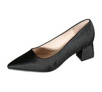 Women's Black Satin Pointed Toe Block Heel Pumps, Slip-On Mid Heels, Elegant Court Shoes for Office Work & Business Events,Black,4 UK