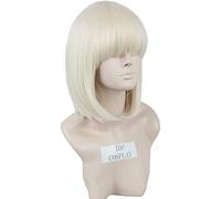 Women's Black Short Bob Wig with Fringe Mia Wallace Inspired by Pulp Fiction for Halloween Cosplay(Blonde)