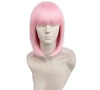 Women's Black Short Bob Wig with Fringe Mia Wallace Inspired by Pulp Fiction for Halloween Cosplay(Rosa)