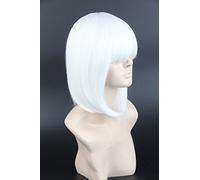 Women's Black Short Bob Wig with Fringe Mia Wallace Inspired by Pulp Fiction for Halloween Cosplay(White)