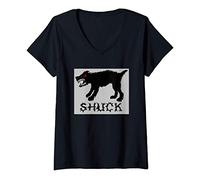 Womens Black Shuck - Old Shock English Folklore East Anglia Dog V-Neck T-Shirt
