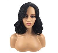 Women's Black Slightly Split Short Curly Wig Headband With Natural Styling Beautiful