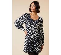 Womens Black Spot Button Front Mini Dress Black 8