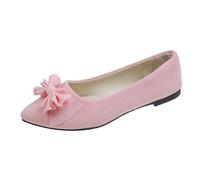 Women's Black Suede Bow Ballet Flats | Pointed Toe Wide Width Flats Low Wedge Heel & Slip-On Design | Bridal, Bridesmaid & Formal Occasion Shoes | Comfort Fit Wedding Footwear UK Size