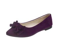 Women's Black Suede Bow Ballet Flats | Pointed Toe Wide Width Flats Low Wedge Heel & Slip-On Design | Bridal, Bridesmaid & Formal Occasion Shoes | Comfort Fit Wedding Footwear UK Size