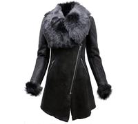 Ladies Luxurious Grey Suede Merino Sheepskin Coat with Toscana Collar